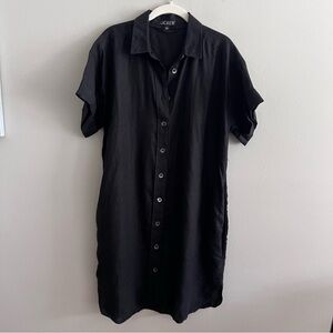 J. Crew women’s Small Black 100% linen Casual Button Down Shirtdress with belt